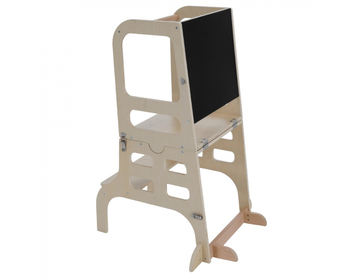 Montessori učiaca veža s tabuľou 3v1 Magan - prírodná