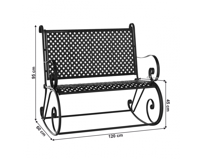 Záhradná hojdacia lavička Magina - čierna