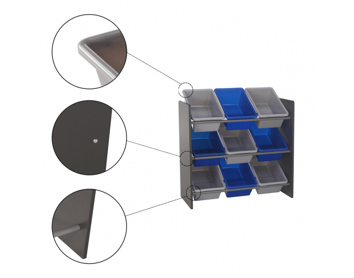 Organizér na hračky Mahek - sivá / modrá