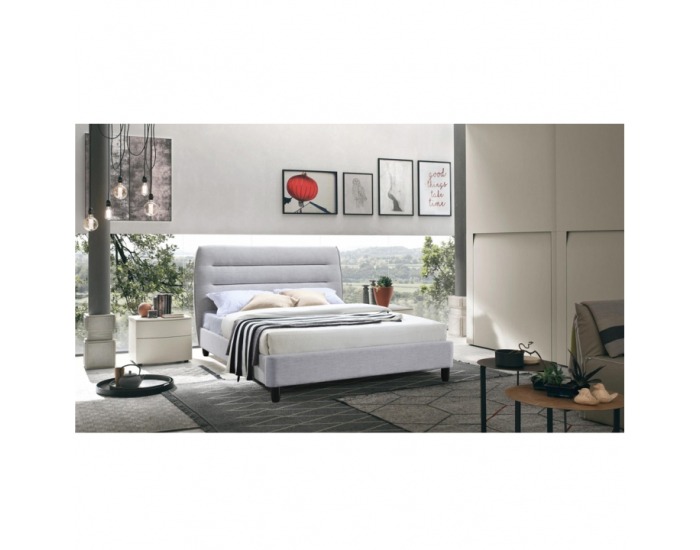 Čalúnená manželská posteľ s roštom Majestik 160 160x200 cm - sivá melírovaná / wenge