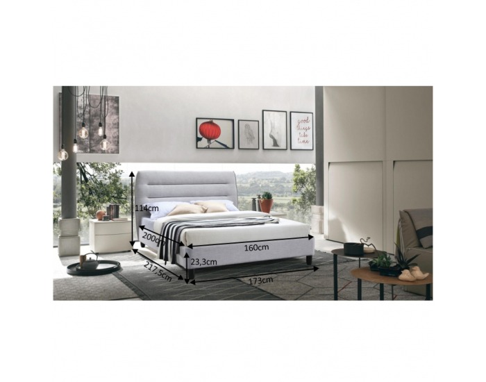 Čalúnená manželská posteľ s roštom Majestik 160 160x200 cm - sivá melírovaná / wenge