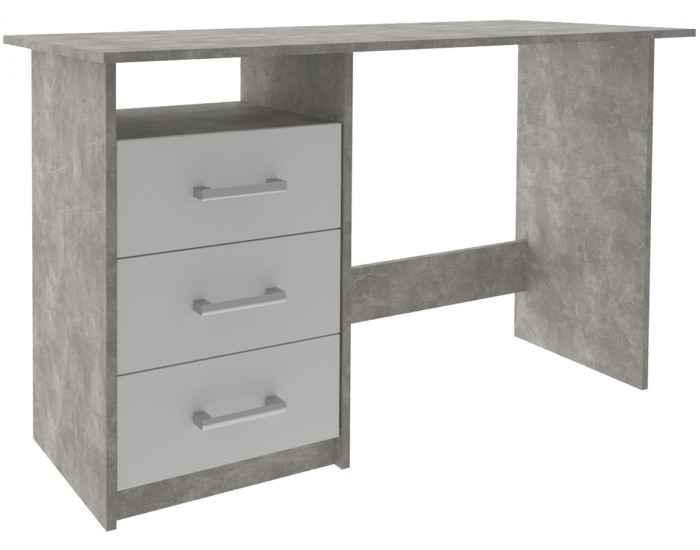 Písací stôl Makodi - beton / biela