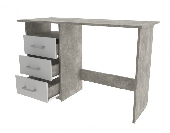 Písací stôl Makodi - beton / biela
