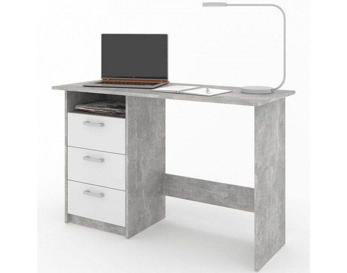 Písací stôl Makodi - beton / biela