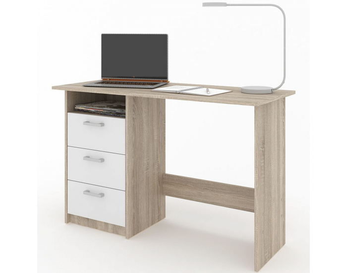 Písací stôl Makodi - dub sonoma / biela