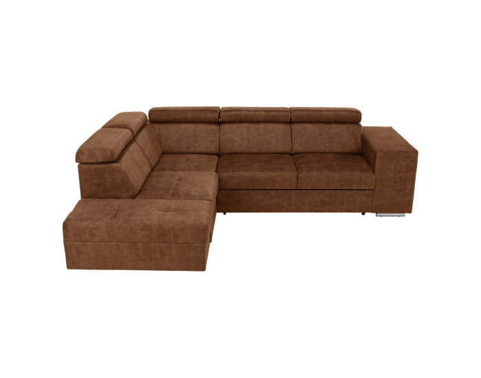 Rohová sedačka s rozkladom a úložným priestorom Malaga L - hnedá