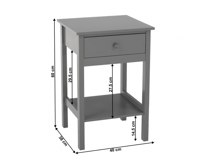 Nočný stolík so zásuvkou Malise - sivá
