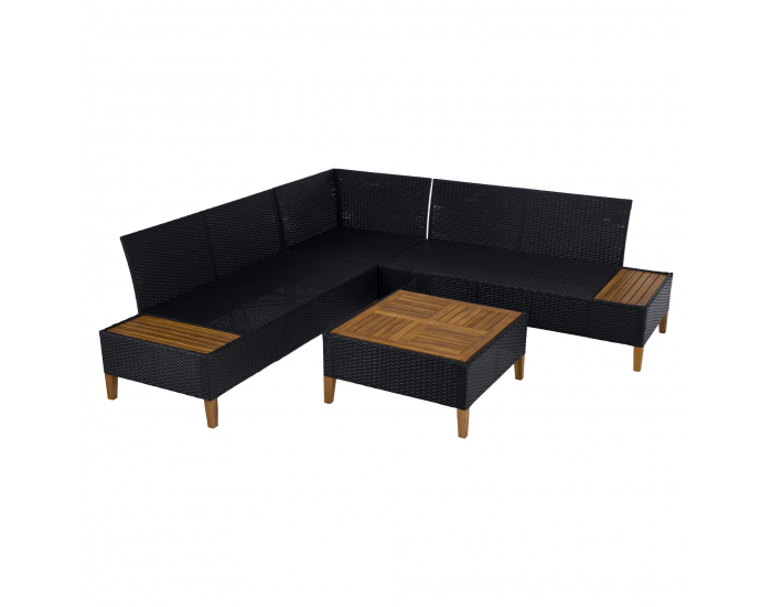 Záhradný nábytok z umelého ratanu Malkom - čierna / sivá / prírodná