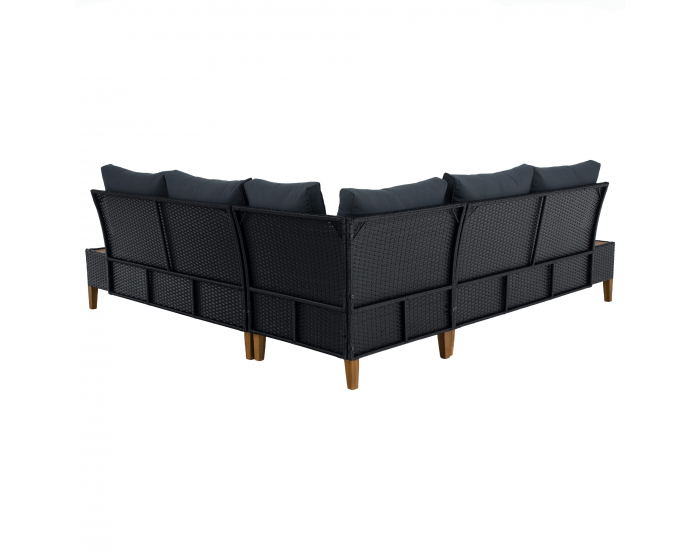 Záhradný nábytok z umelého ratanu Malkom - čierna / sivá / prírodná