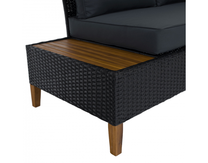 Záhradný nábytok z umelého ratanu Malkom - čierna / sivá / prírodná