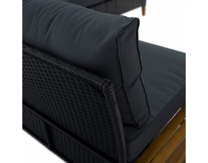 Záhradný nábytok z umelého ratanu Malkom - čierna / sivá / prírodná