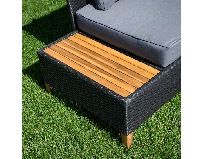 Záhradný nábytok z umelého ratanu Malkom - čierna / sivá / prírodná