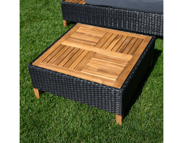 Záhradný nábytok z umelého ratanu Malkom - čierna / sivá / prírodná