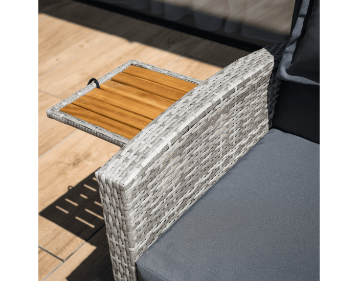 Záhradná pohovka z umelého ratanu Malory - sivá / prírodná