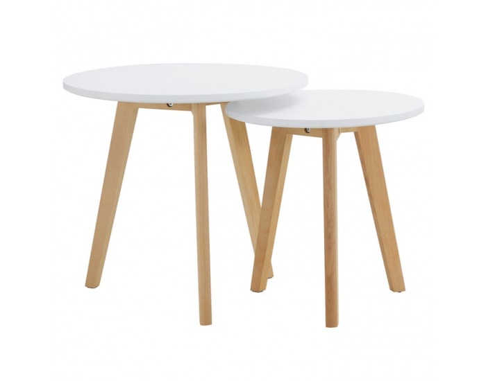 Konferenčný stolík (2 ks) Malto 2 New - biela / buk