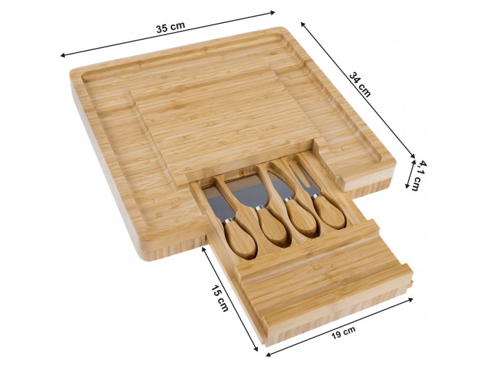 Drevená doska na krájanie syra Mandol - prírodná / strieborná