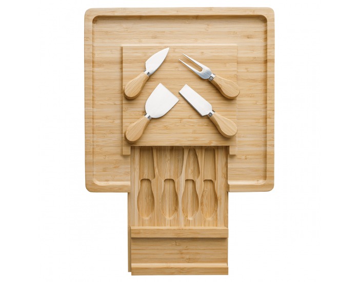 Drevená doska na krájanie syra Mandol - prírodná / strieborná
