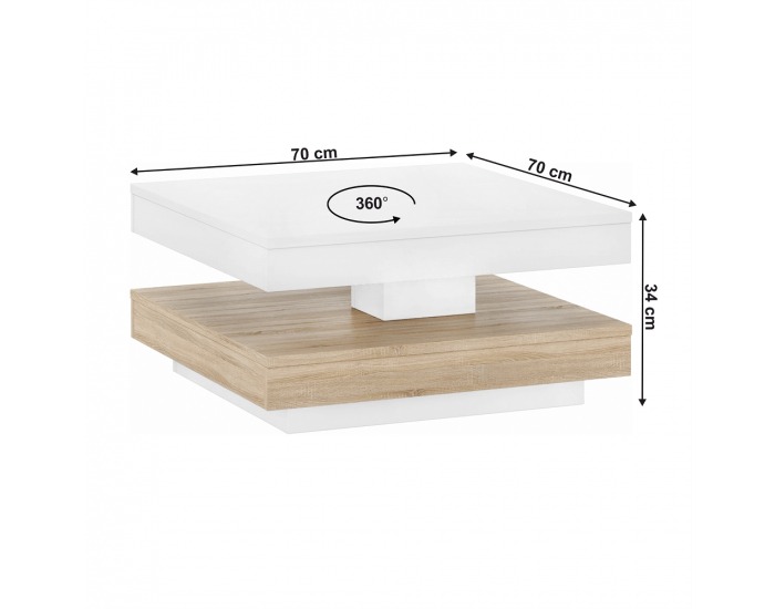Konferenčný stolík Mandy - biela / dub sonoma