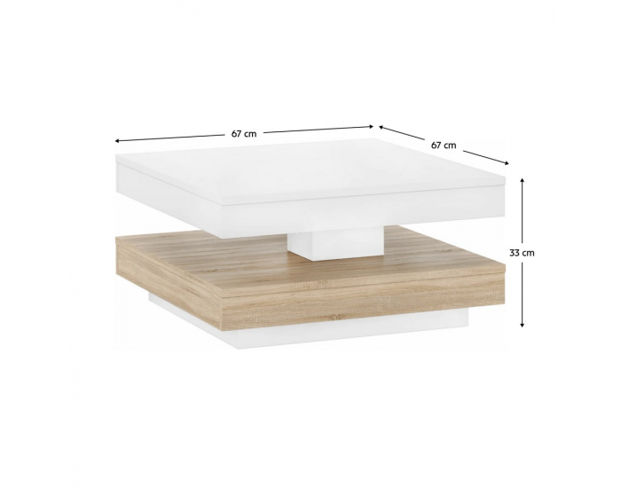 Konferenčný stolík Mandy - biela / dub sonoma