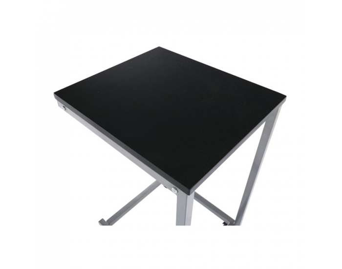 Príručný stolík na kolieskach Manny - čierna / strieborná