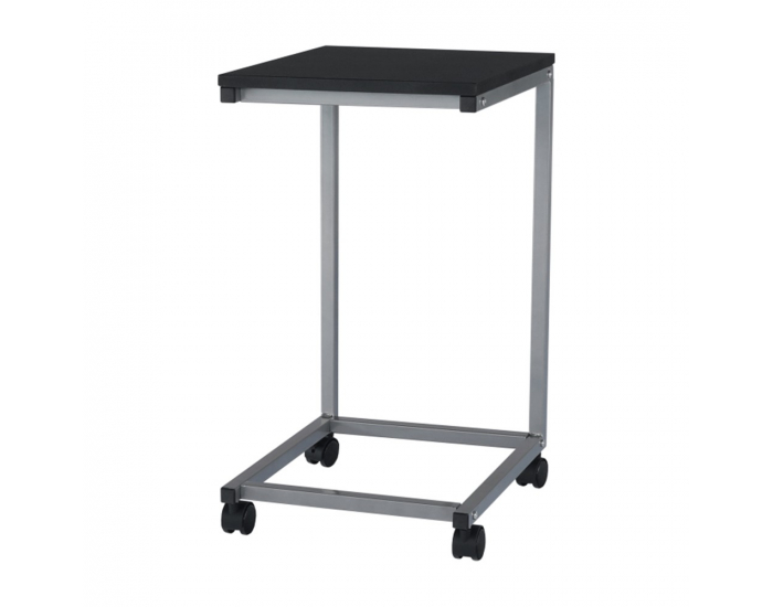Príručný stolík na kolieskach Manny - čierna / strieborná