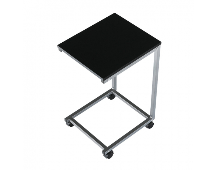 Príručný stolík na kolieskach Manny - čierna / strieborná