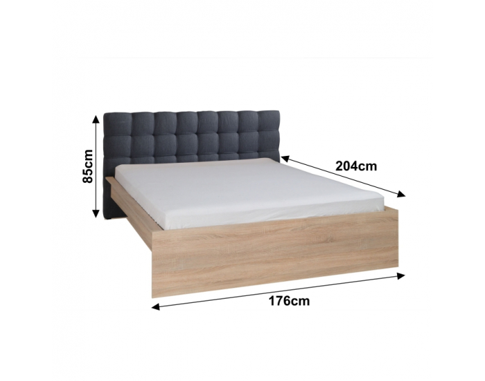 Posteľový rám Mexim 160 - dub sonoma / tmavosivá