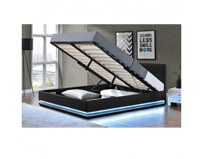 Manželská posteľ s roštom a osvetlením Birget New 180x200 cm - čierna