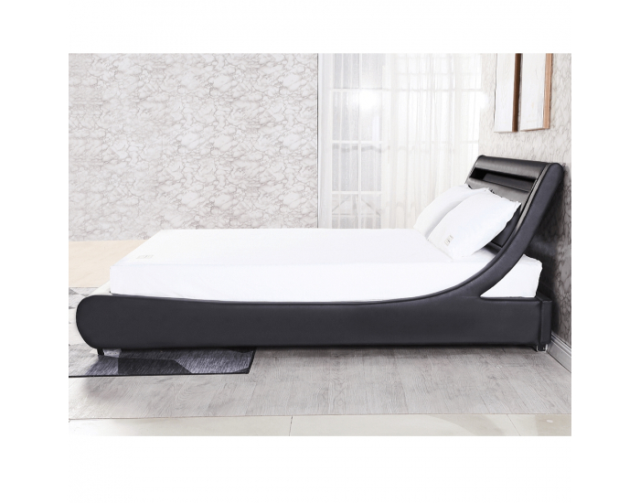 Manželská posteľ s roštom a osvetlením Felina 160x200 cm - čierna