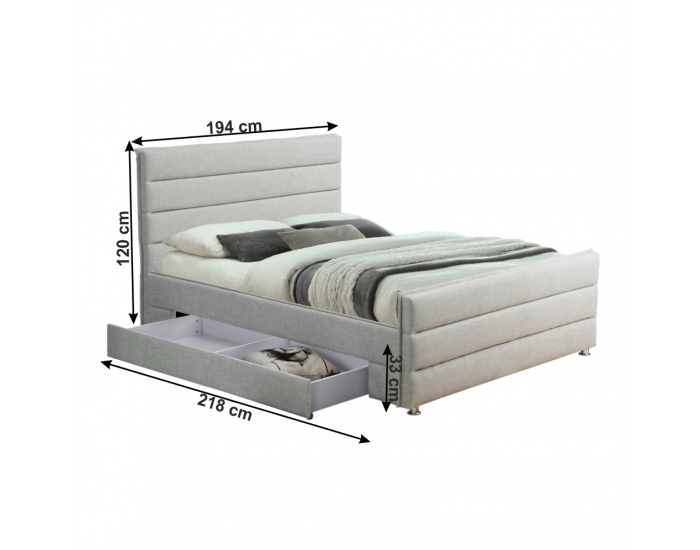 Manželská posteľ s roštom Emeri 180x200 cm - svetlosivá