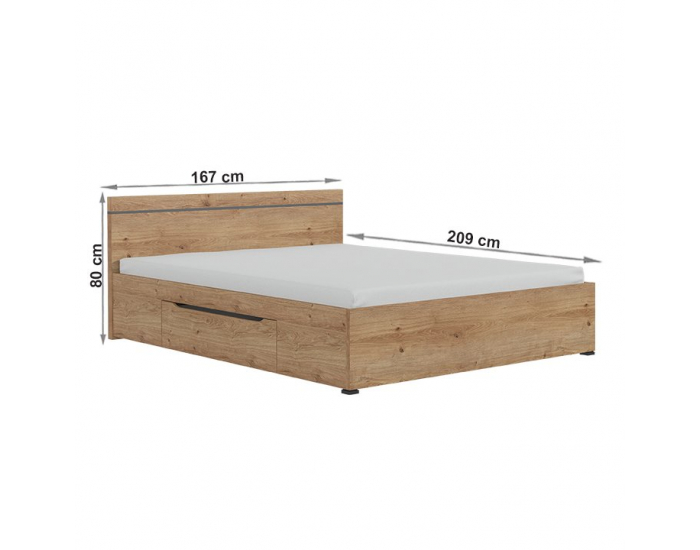 Posteľový rám s úložným priestorom Utah 160 - dub grandson zlatý / uni sivá