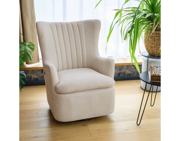 Relaxačné otočné kreslo Maren - sivobéžová