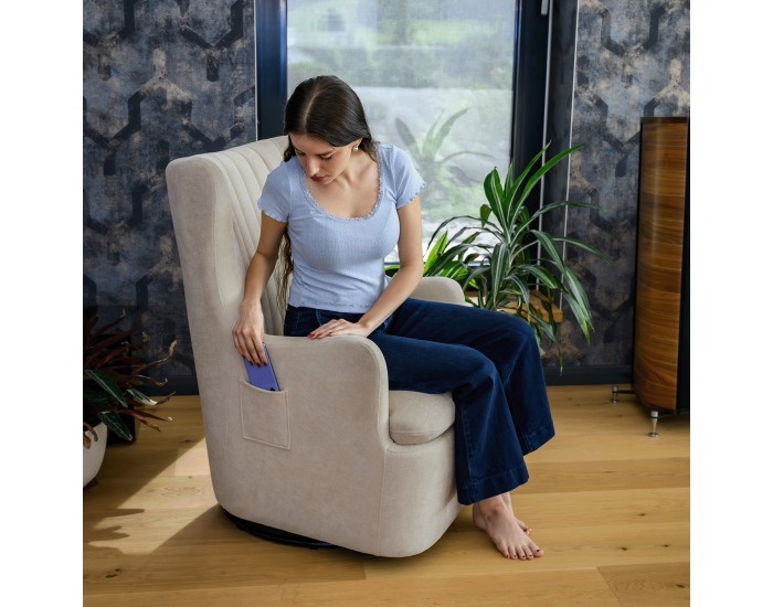 Relaxačné otočné kreslo Maren - sivobéžová