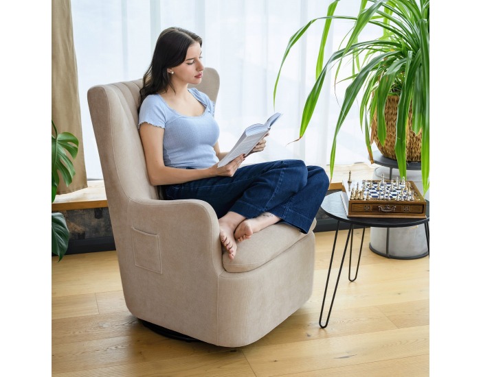 Relaxačné otočné kreslo Maren - sivobéžová