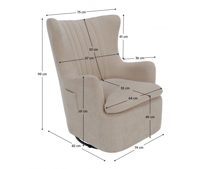 Relaxačné otočné kreslo Maren - sivobéžová