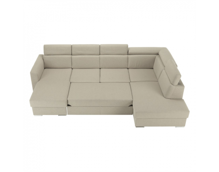 Rohová sedačka U s rozkladom a úložným priestorom Marieta P - béžová / tehlová