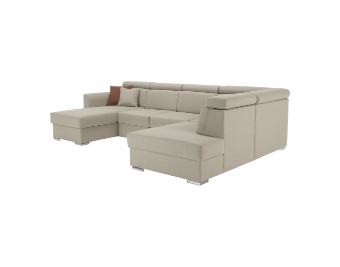 Rohová sedačka U s rozkladom a úložným priestorom Marieta P - béžová / tehlová