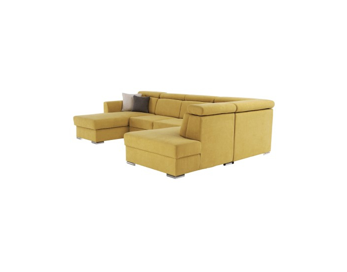Rohová sedačka U s rozkladom a úložným priestorom Marieta P - žltá / hnedá