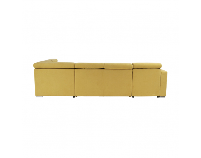 Rohová sedačka U s rozkladom a úložným priestorom Marieta P - žltá / hnedá