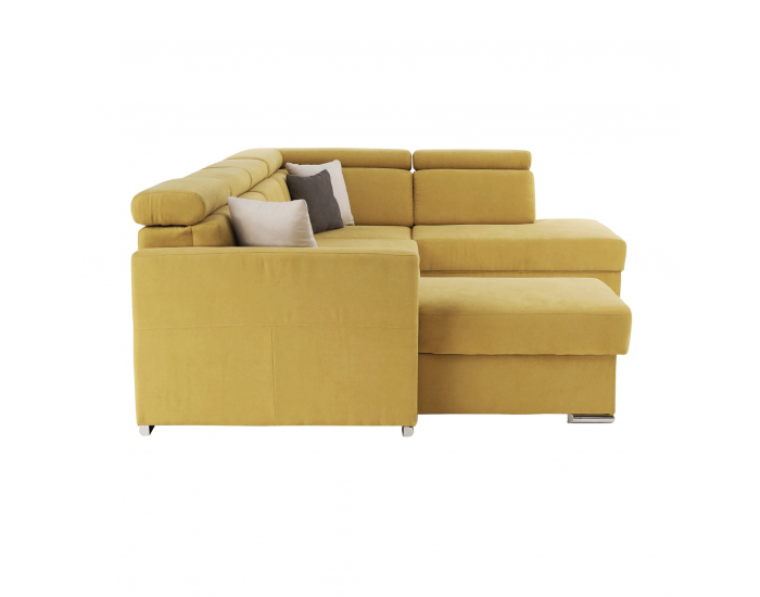 Rohová sedačka U s rozkladom a úložným priestorom Marieta P - žltá / hnedá