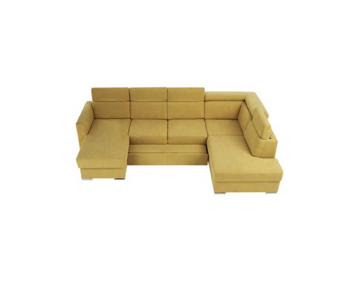 Rohová sedačka U s rozkladom a úložným priestorom Marieta P - žltá / hnedá