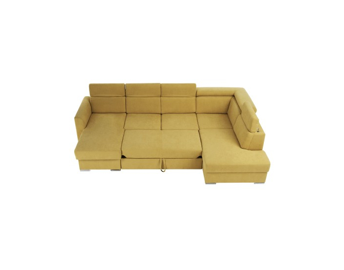 Rohová sedačka U s rozkladom a úložným priestorom Marieta P - žltá / hnedá