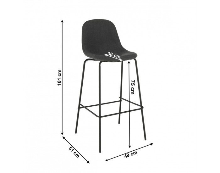 Barová stolička Mariola 2 New - tmavosivá / čierna