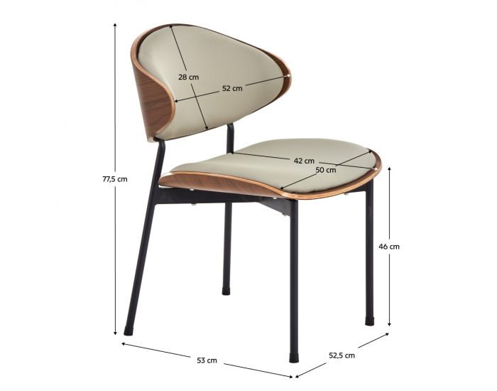Jedálenská stolička Marsia - béžová / orech / čierna