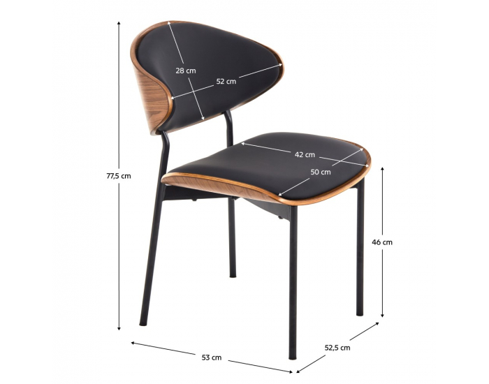 Jedálenská stolička Marsia - čierna / orech / čierna