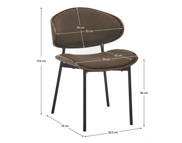 Jedálenská stolička Marsia - hnedá / orech / čierna