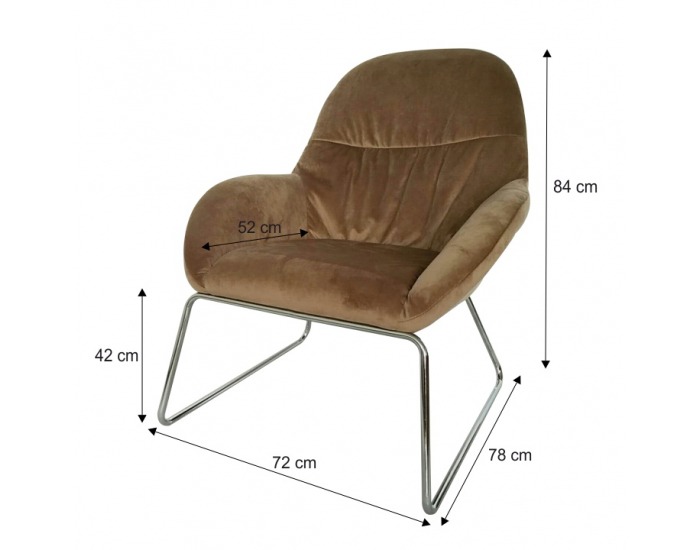 Kreslo Martel - hnedá / chróm
