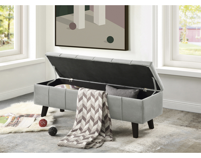 Čalúnená lavica s úložným priestorom Massimo - sivá (Velvet) / čierna