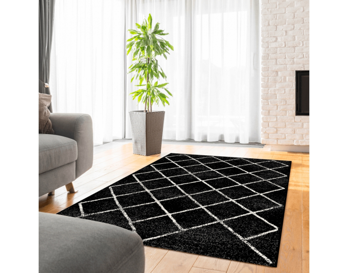 Koberec Mates Typ 1 57x90 cm - čierna / vzor