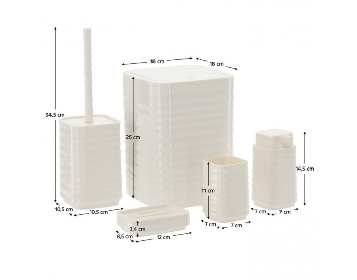 Sada kúpeľňových doplnkov (5 ks) Matio - biela